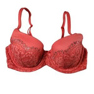 Victoria's Secret Body by Victoria Soft Lace Lined Demi Bra - Coral Orange - 34D